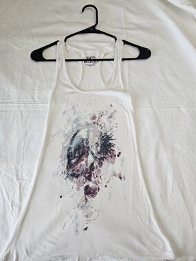 Y2K Mudd White Cream Junior Racerback Tank with Faded Peace Graphic